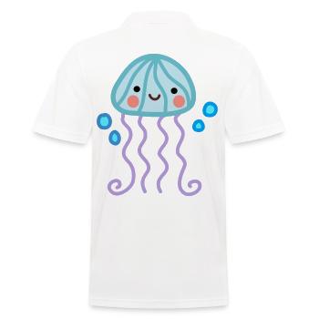 Cuteness and joy, happy kawaii jellyfish - Men's Polo Shirt - white - Back - Kai (181cm)