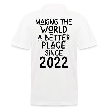 Rendre le monde meilleur depuis 2022 - Polo Homme - blanc - Dos - Kai (181cm)
