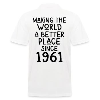 Making the World a better place since 1961 - Männer Poloshirt - Weiß - Hinten - Kai (181cm)