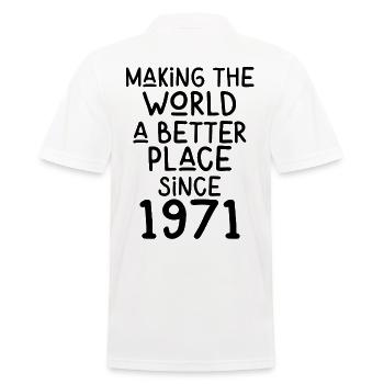 Making the World a better place since 1971 - Männer Poloshirt - Weiß - Hinten - Kai (181cm)