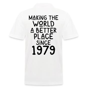 Making the World a better place since 1979 - Männer Poloshirt - Weiß - Hinten - Kai (181cm)