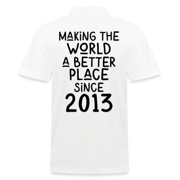 Making the World a better place since 2013 - Men's Polo Shirt - white - Back - Kai (181cm)