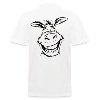 Lächelnder Cartoon-Esel - Männer Poloshirt - Weiß - Hinten - Kai (181cm)