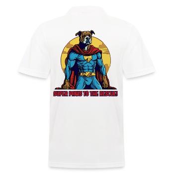 Super Paws To The Rescue Superhero Dog With Cloak - Men's Polo Shirt - white - Back - Kai (181cm)