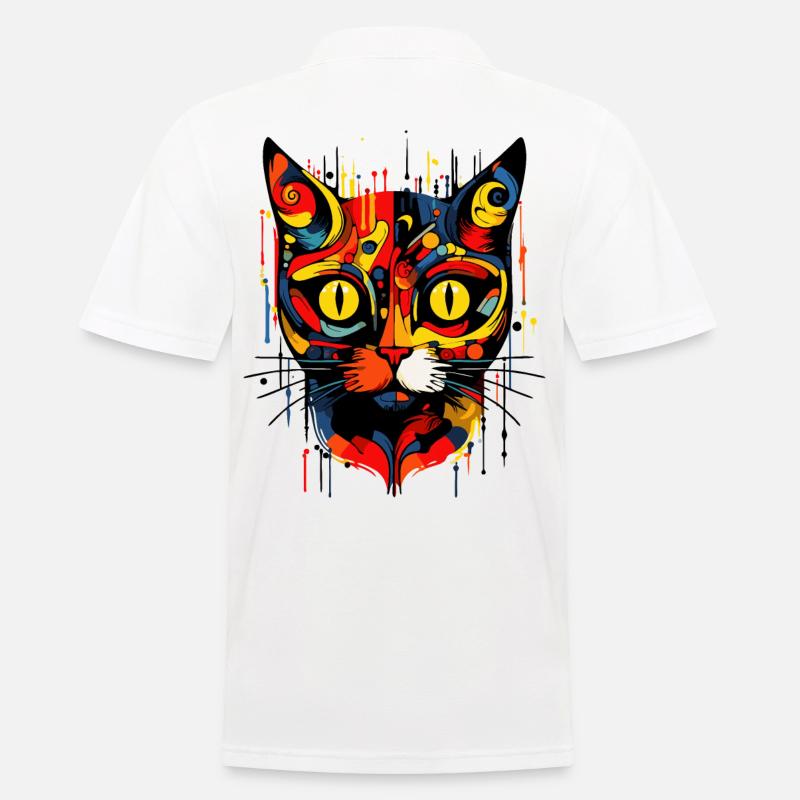 abstrakte Kunst Katze - Männer Poloshirt - Weiß