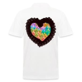 nature, amoureux de la nature, coeur, sapins, arbres, forêt - Polo Homme - blanc - Dos - Kai (181cm)