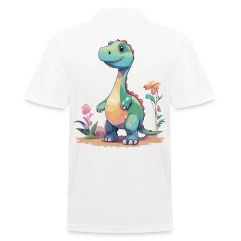 Cute Dino Cartoon Prehistoric Fantasy - Men's Polo Shirt - white - Back - Kai (181cm)