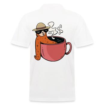 Monday Morning Sloth Coffee Break Tea Indulgence - Men's Polo Shirt - white - Back - Kai (181cm)