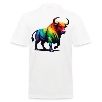 Stier Sternzeichen Sternzeichen Lebendiges Regenbogen-Design - Männer Poloshirt - Weiß - Hinten - Kai (181cm)