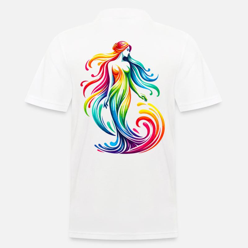 Jungfrau Sternzeichen Lebendiges Regenbogen-Design - Männer Poloshirt - Weiß