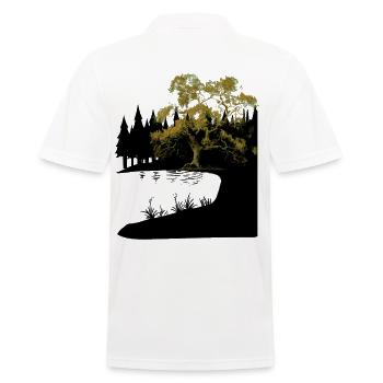 Natur Baum See Wald Naturliebhaber Flora Dark - Männer Poloshirt - Weiß - Hinten - Kai (181cm)