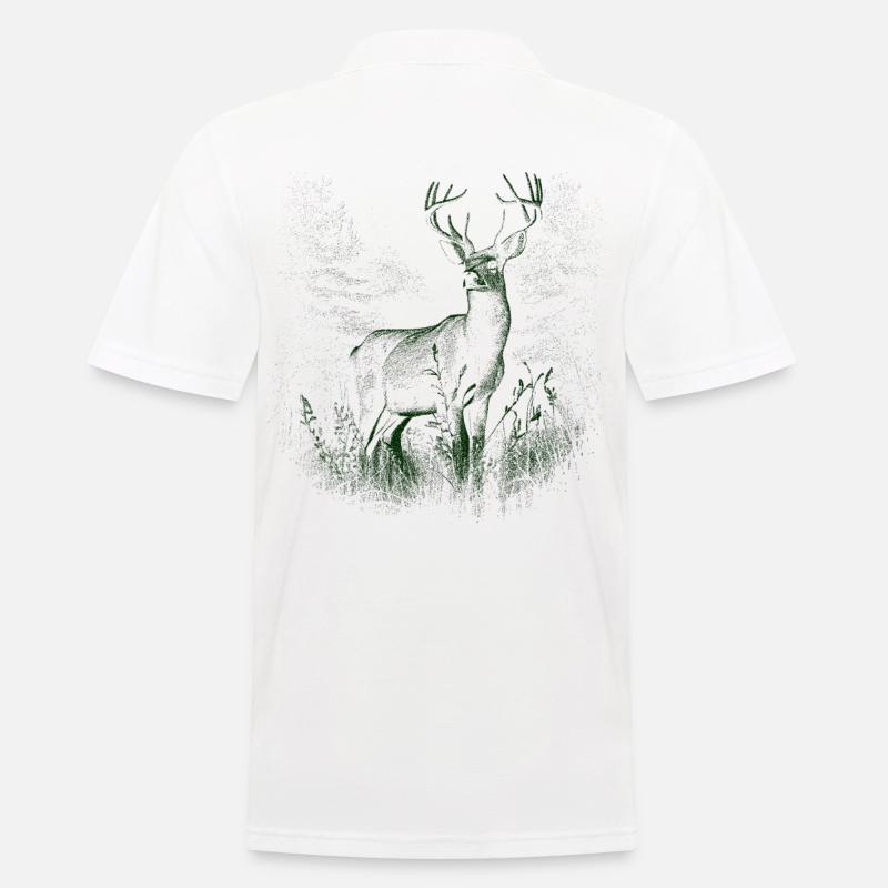 Hirsch Geweih Rotwild - Männer Poloshirt - Weiß