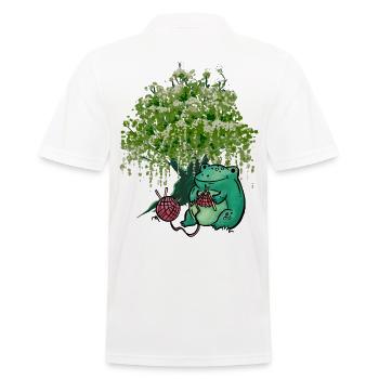 Frosch Stricknadel stricken Handarbeiten - Männer Poloshirt - Weiß - Hinten - Kai (181cm)