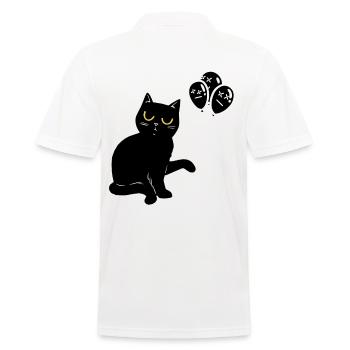 Schwarzer Kater Katze Halloween Luftballons - Männer Poloshirt - Weiß - Hinten - Kai (181cm)