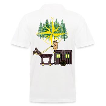 Peanut Compass Travel Horse Camping Adventure - Men's Polo Shirt - white - Back - Kai (181cm)