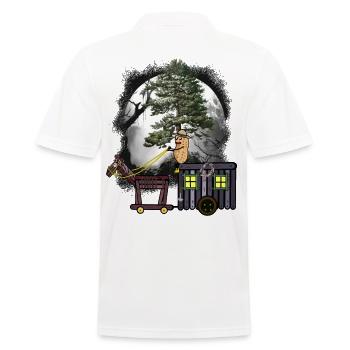Halloween Reise Erdnuss Pferd Kutsche Wald Natur - Männer Poloshirt - Weiß - Hinten - Kai (181cm)