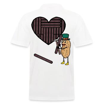 Peanut Heart Hearts Artisan Love Valentine - Men's Polo Shirt - white - Back - Kai (181cm)
