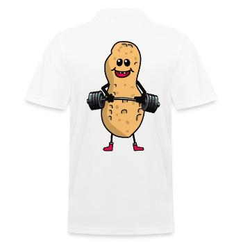 Erdnuss Hanteln Gewicht Bodybuilding - Männer Poloshirt - Weiß - Hinten - Kai (181cm)