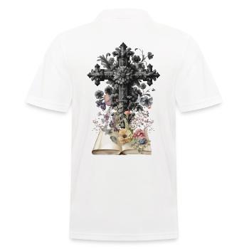 Cross Crosses Flowers Funeral Crucifix Death - Men's Polo Shirt - white - Back - Kai (181cm)