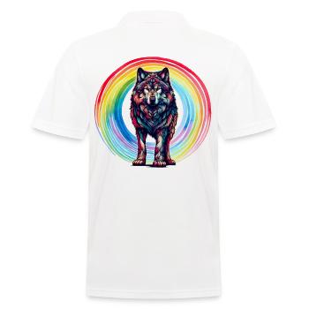 Wolf Wölfe Regenbogen - Männer Poloshirt - Weiß - Hinten - Kai (181cm)