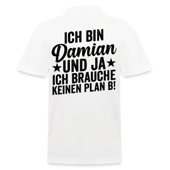 Vorname Damian - Männer Poloshirt - Weiß - Hinten - Kai (181cm)