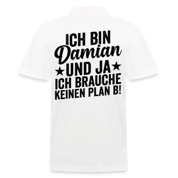 Vorname Damian - Männer Poloshirt - Weiß - Hinten - Kai (181cm)