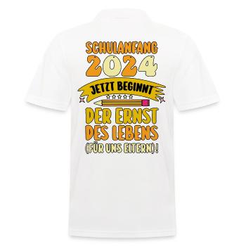 Parents School Child Primary School First Grade Enrollment - Men's Polo Shirt - white - Back - Kai (181cm)