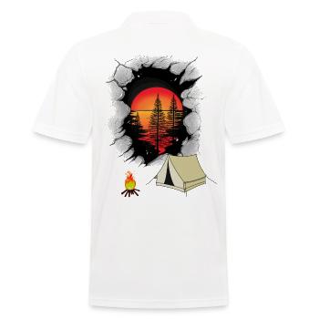 Nature Holiday Holiday Tent Camping Nature Lovers - Men's Polo Shirt - white - Back - Kai (181cm)