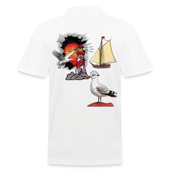 maritime, seagull, seagulls, lighthouse, sailing ship, ship - Men's Polo Shirt - white - Back - Kai (181cm)