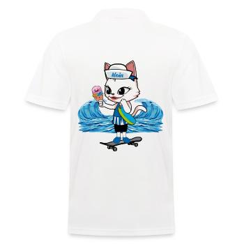 Cat Moin Patineur Maritime Chats Enfant Enfants Crème Glacée - Polo Homme - blanc - Dos - Kai (181cm)