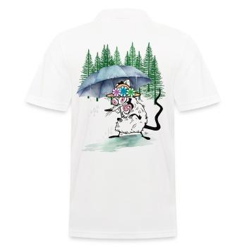 Hiking Mouse Umbrella Hike Forest Nature - Men's Polo Shirt - white - Back - Kai (181cm)