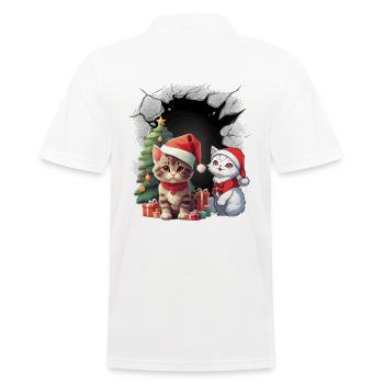 Weihnachtsmann Nikolaus Katzen Katze Kätzchen Kind - Männer Poloshirt - Weiß - Hinten - Kai (181cm)