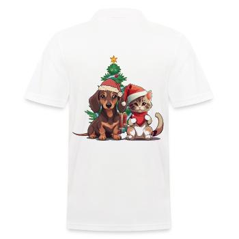 Chien Chat Père Noël Cadeaux Père Noël Animaux de compagnie - Polo Homme - blanc - Dos - Kai (181cm)