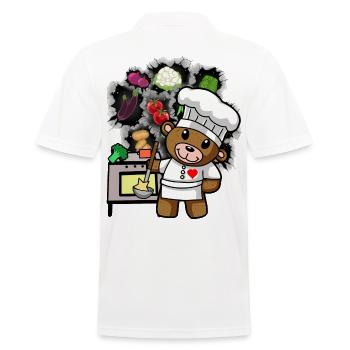 ours en peluche, cuisinier, chef, cuisinier, cuisinier, cuisinier, légumes - Polo Homme - blanc - Dos - Kai (181cm)
