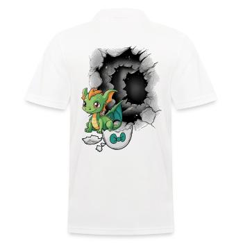 Baby Dino Drache Drachen Eierschale schlüpfen - Männer Poloshirt - Weiß - Hinten - Kai (181cm)
