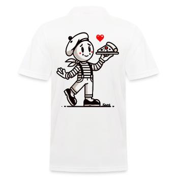 Mime français avec pizza - Polo Homme - blanc - Dos - Kai (181cm)