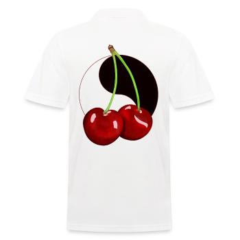 Rockabilly Retro Vintage Kirsche Kirschen Obst - Männer Poloshirt - Weiß - Hinten - Kai (181cm)