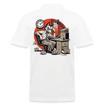 Agacé au bureau Loup dans un costume design rétro - Polo Homme - blanc - Dos - Kai (181cm)