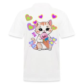 Enfant Enfants Tout-petits Bébé Chat Chats Glace - Polo Homme - blanc - Dos - Kai (181cm)