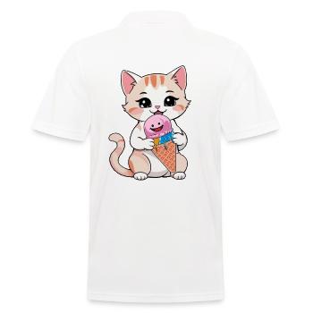 Katze Katzen Eis Eiskrem Eiscrem Kinder Kind - Männer Poloshirt - Weiß - Hinten - Kai (181cm)