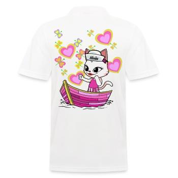 Cat Adventure Children Child Boat Holidays Summer - Men's Polo Shirt - white - Back - Kai (181cm)