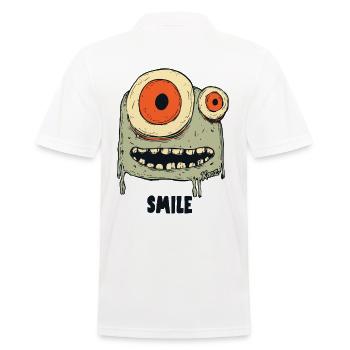 Creepy monster with big eyes - Men's Polo Shirt - white - Back - Kai (181cm)