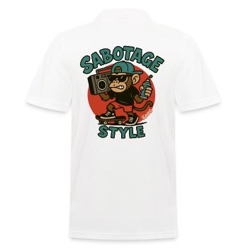 Cooler Affe mit Skateboard und Spraydose Style - Männer Poloshirt - Weiß - Hinten - Kai (181cm)