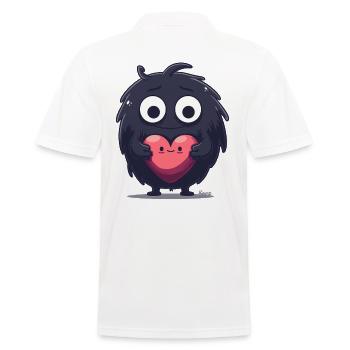 Fluffy Monster with Heart - Men's Polo Shirt - white - Back - Kai (181cm)