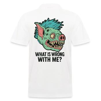 Punk Pigs Monster Head with Saying - Men's Polo Shirt - white - Back - Kai (181cm)