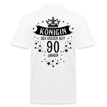 Königin der Herzen seit 90 Jahren Geburtstag - Männer Poloshirt - Weiß - Hinten - Kai (181cm)