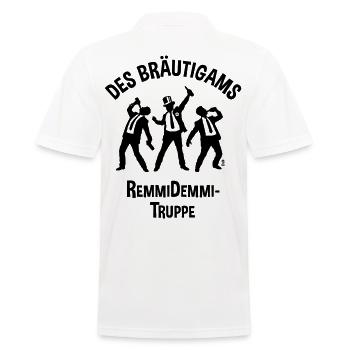 Des Bräutigams Remmidemmi-Truppe (JGA Bier Team B) - Männer Poloshirt - Weiß - Hinten - Kai (181cm)
