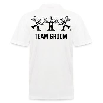 Team Groom (Stag Party / Caricature / Dance / 1C) - Men's Polo Shirt - white - Back - Kai (181cm)