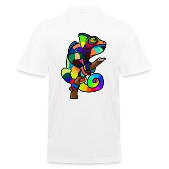 Gekko Echse Zoo Kinder bunt - Männer Poloshirt - Weiß - Hinten - Kai (181cm)
