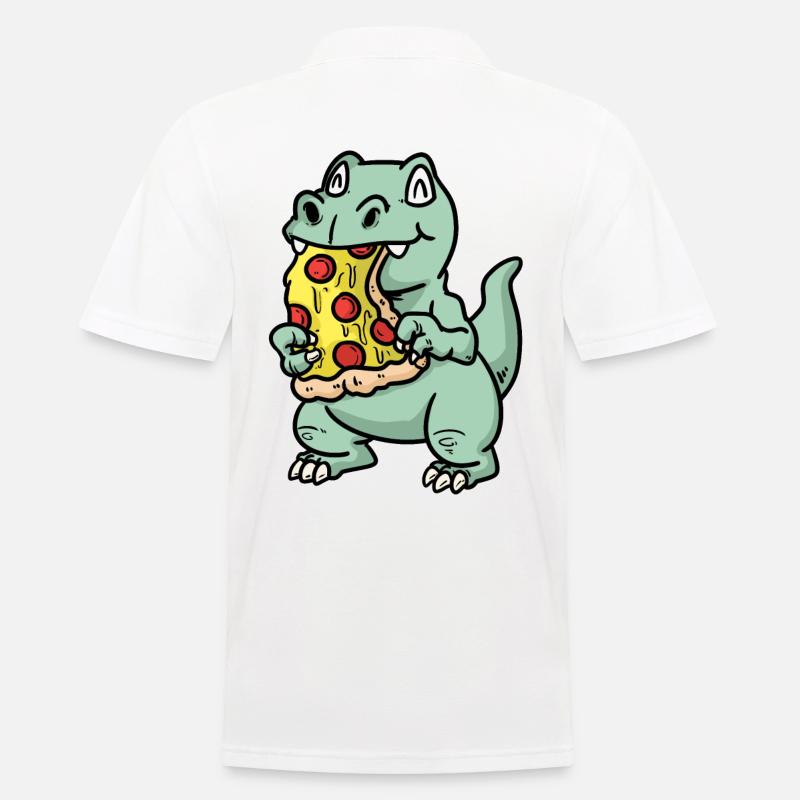 Kawaii Dino Pizza Fantasy Kinder Essen Comic - Männer Poloshirt - Weiß